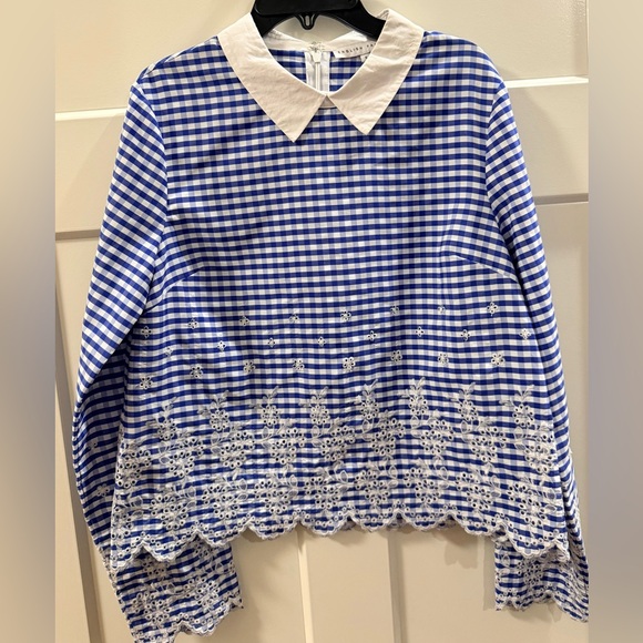 English Factory Tops - English Factory Blue and White Checkered Top